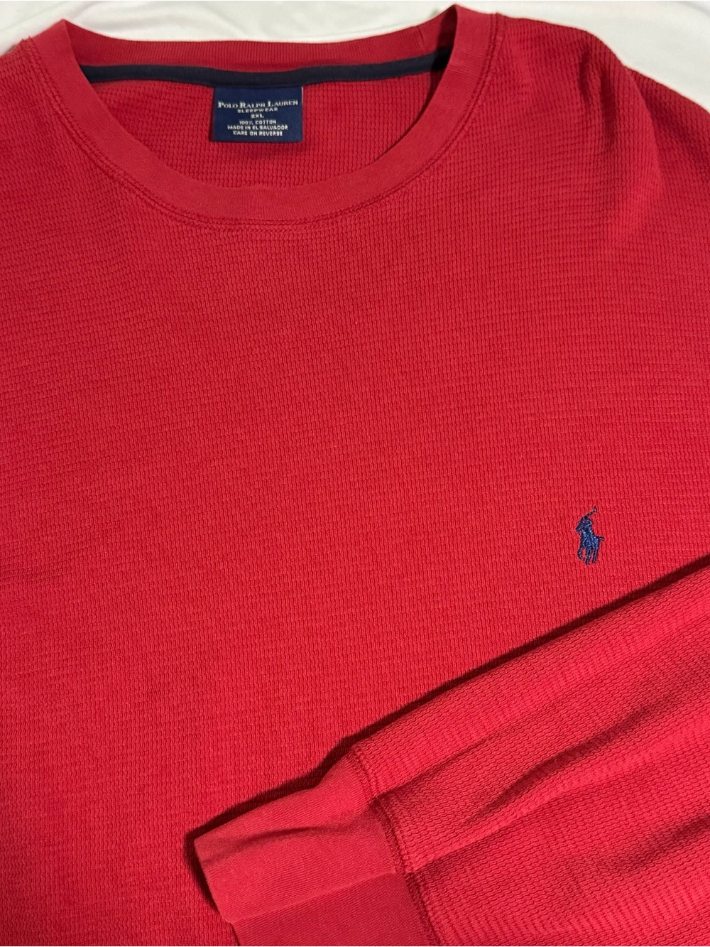 Polo Ralph Lauren Sleepwear Men's Red Long Sleeve with Blue Pony, Size 2XL